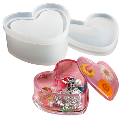 Light Gray Urban Crafter Heart Box  Silicone Mould 8x7.2x3.7cm Resin Moulds
