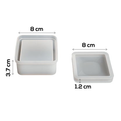 Gray Urban Crafter Square Box Silicone Mould 8x8x3.7cm Resin Moulds