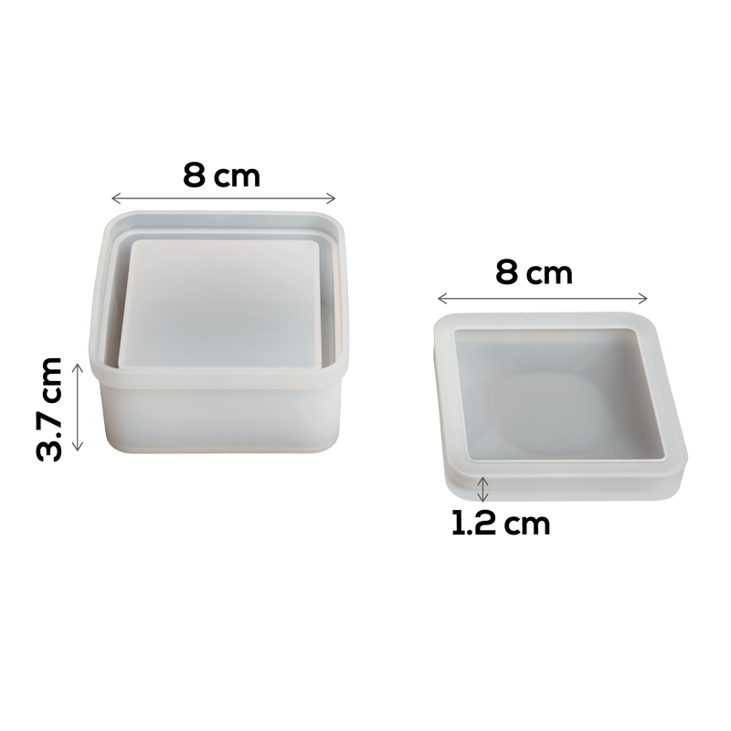 Gray Urban Crafter Square Box Silicone Mould 8x8x3.7cm Resin Craft