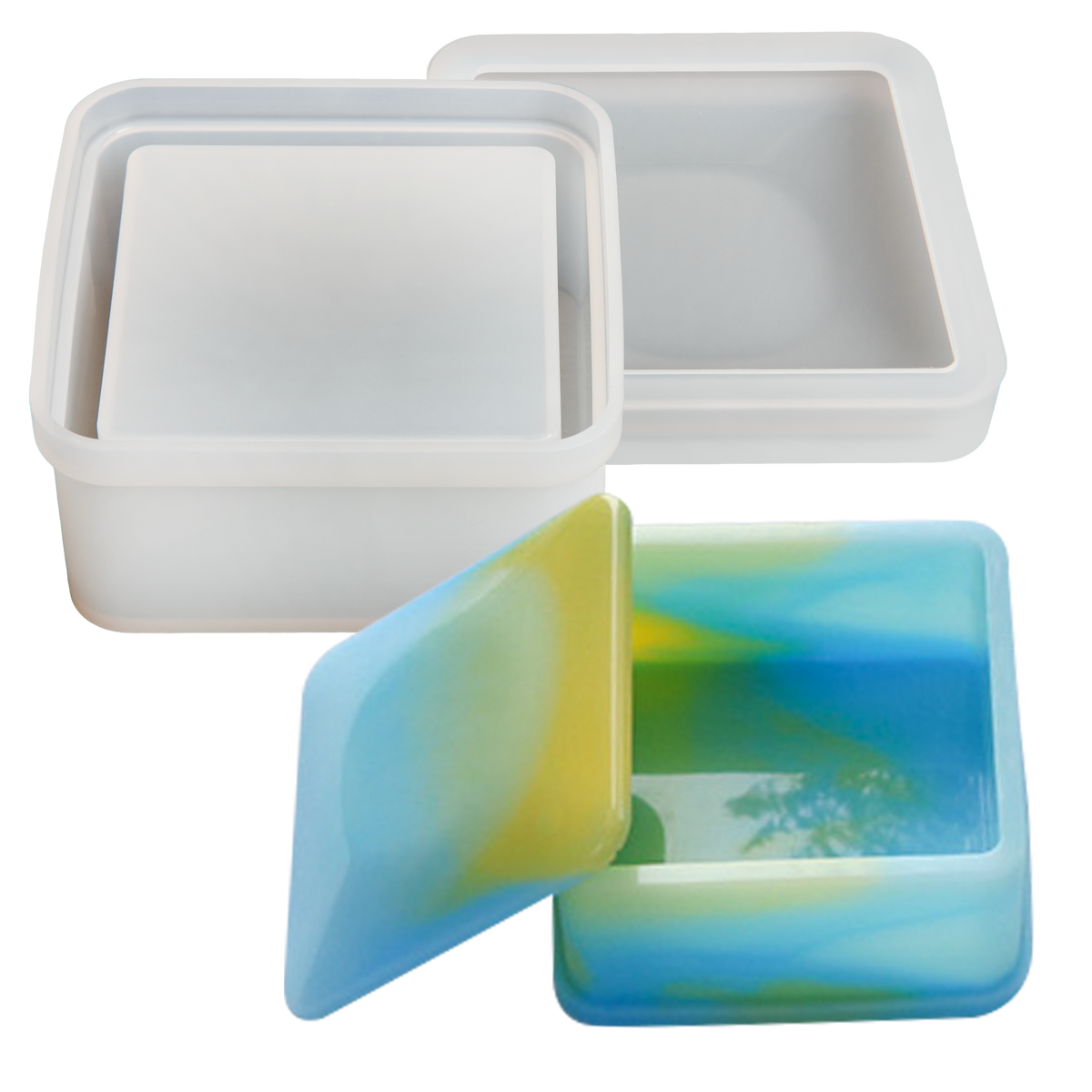 Light Gray Urban Crafter Square Box Silicone Mould 8x8x3.7cm Resin Moulds