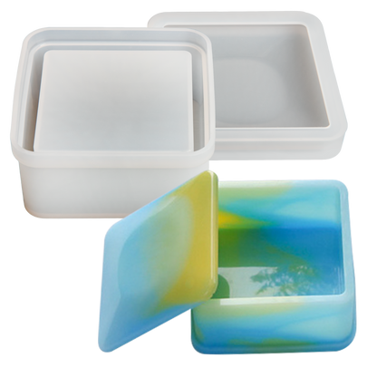 Light Gray Urban Crafter Square Box Silicone Mould 8x8x3.7cm Resin Moulds