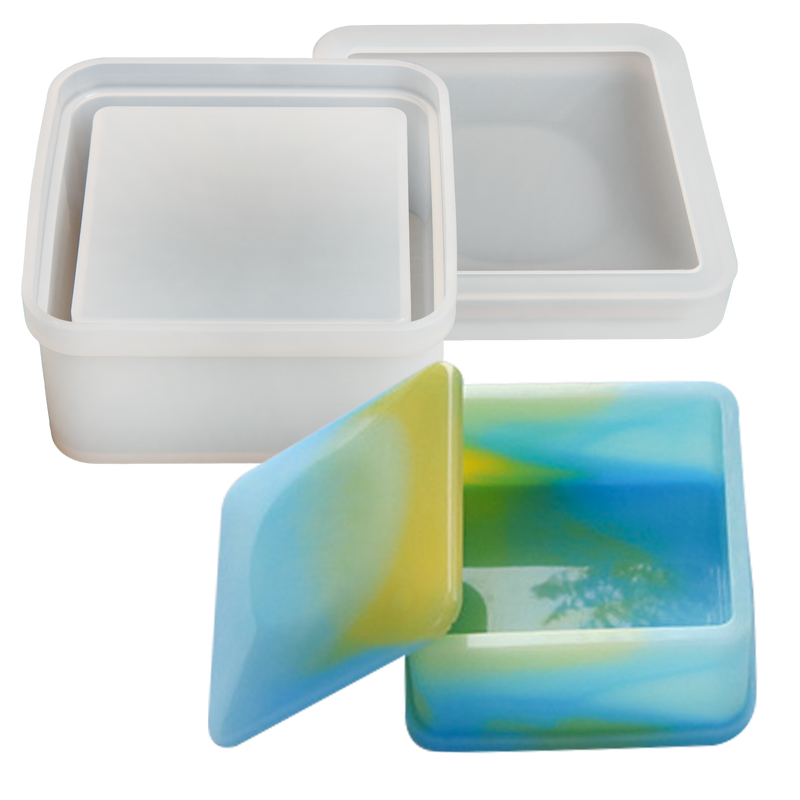 Light Gray Urban Crafter Square Box Silicone Mould 8x8x3.7cm Resin Craft