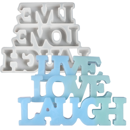 Light Steel Blue Urban Crafter Silicone words Mould 16x13x13.5cm - Live Love Laugh Resin Craft