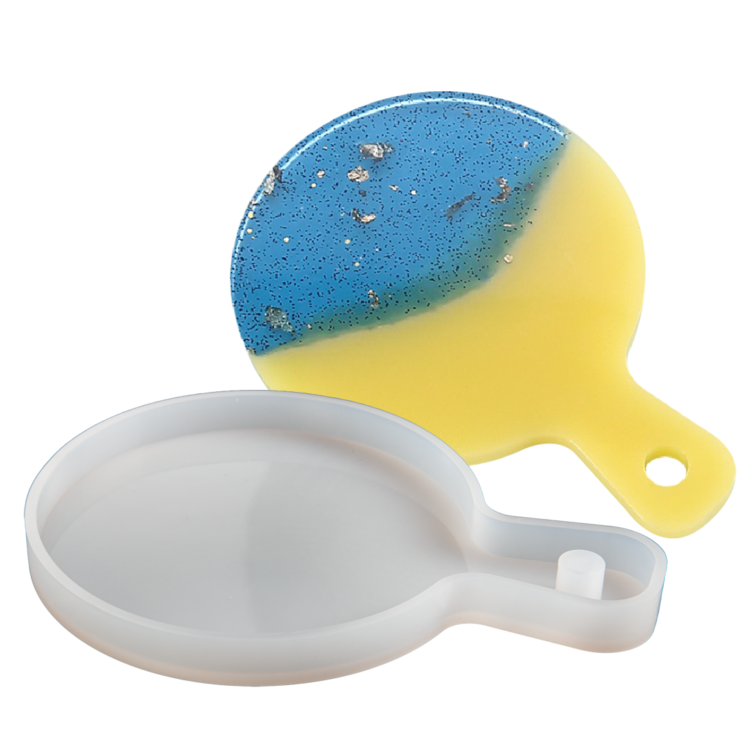 Gray Urban Crafter Handle Tray Silicone Mould round - Small 14.5x10.5cm Resin Moulds