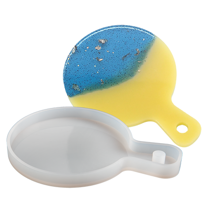 Gray Urban Crafter Handle Tray Silicone Mould round - Small 14.5x10.5cm Resin Moulds