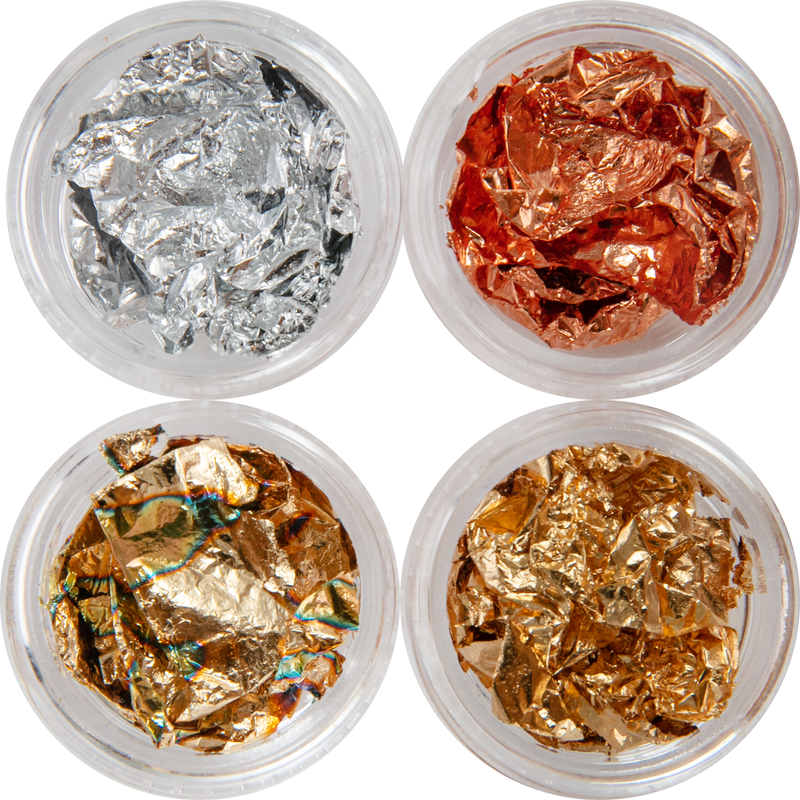 Dark Gray Urban Crafter Foil flakes 4 pkFour jars of foil flakes in metallic colors 0.03g Resin Mix Ins