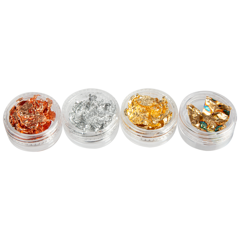 Gray Urban Crafter Foil flakes 4 pkFour jars of foil flakes in metallic colors 0.03g Resin Mix Ins