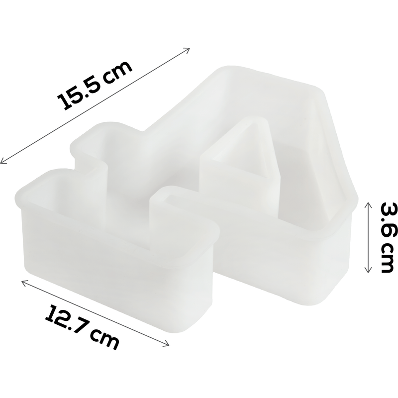 Light Gray Urban Crafter - Large Number Silicone Mould  - 4 - 16x13.2cm Resin Craft