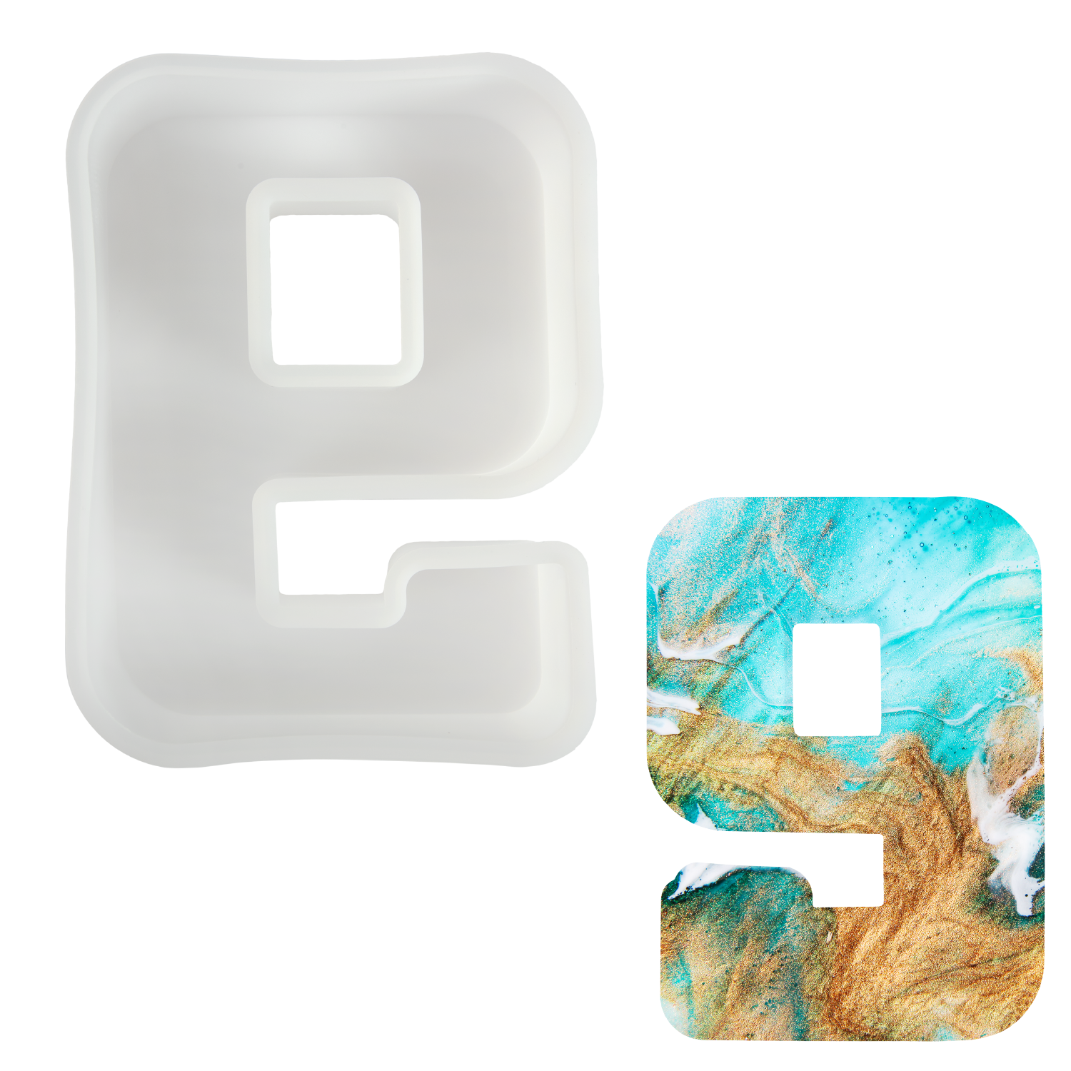 Light Gray Urban Crafter - Large Number Silicone Mould  - 9 - 16.3x11.8cm Resin Moulds