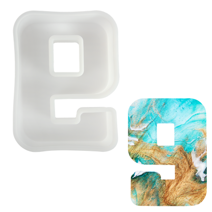Light Gray Urban Crafter - Large Number Silicone Mould  - 9 - 16.3x11.8cm Resin Moulds