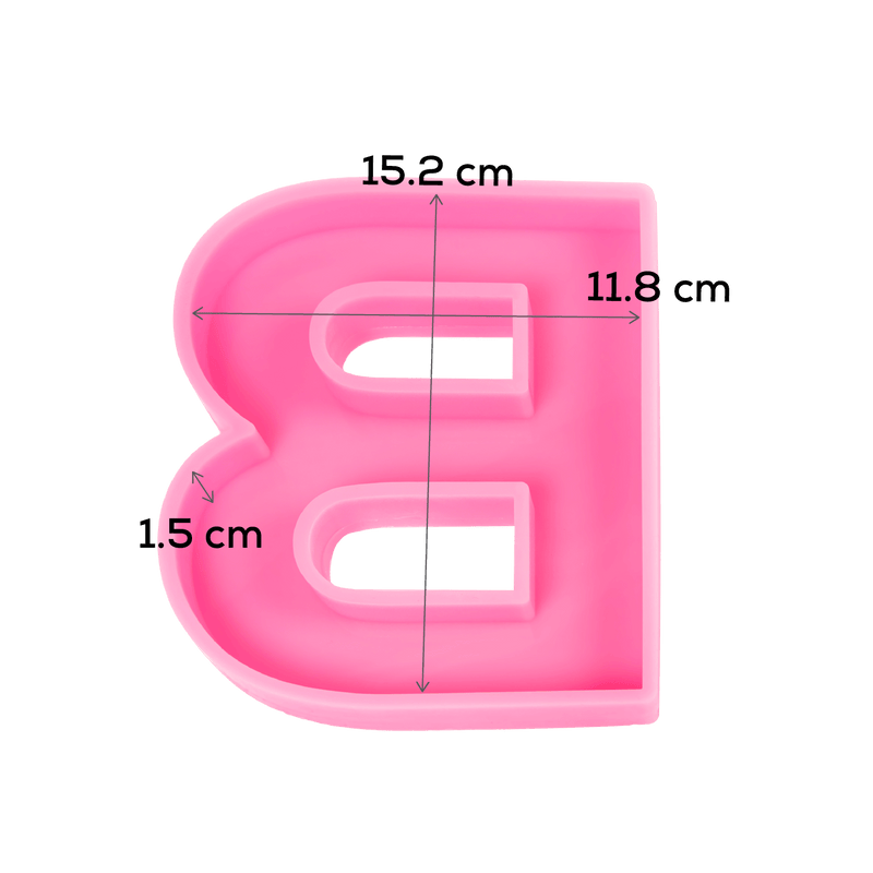 Hot Pink Urban Crafter - Large  Alphabet Silicone Mould  - B -  Height:15.2cm