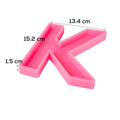 Hot Pink Urban Crafter - Large  Alphabet Silicone Mould  - K -Height:15.2cm Resin Moulds