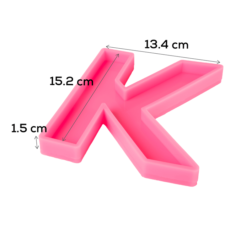 Hot Pink Urban Crafter - Large  Alphabet Silicone Mould  - K -Height:15.2cm Resin Craft