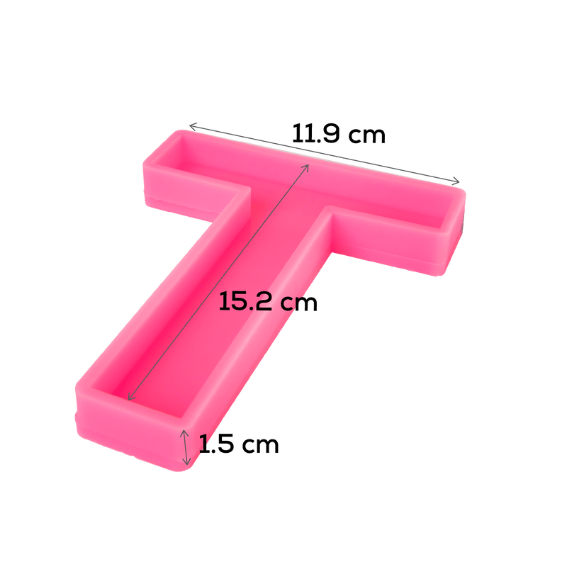 Hot Pink Urban Crafter - Large  Alphabet Silicone Mould  - T -Height:15.2cm Resin Craft