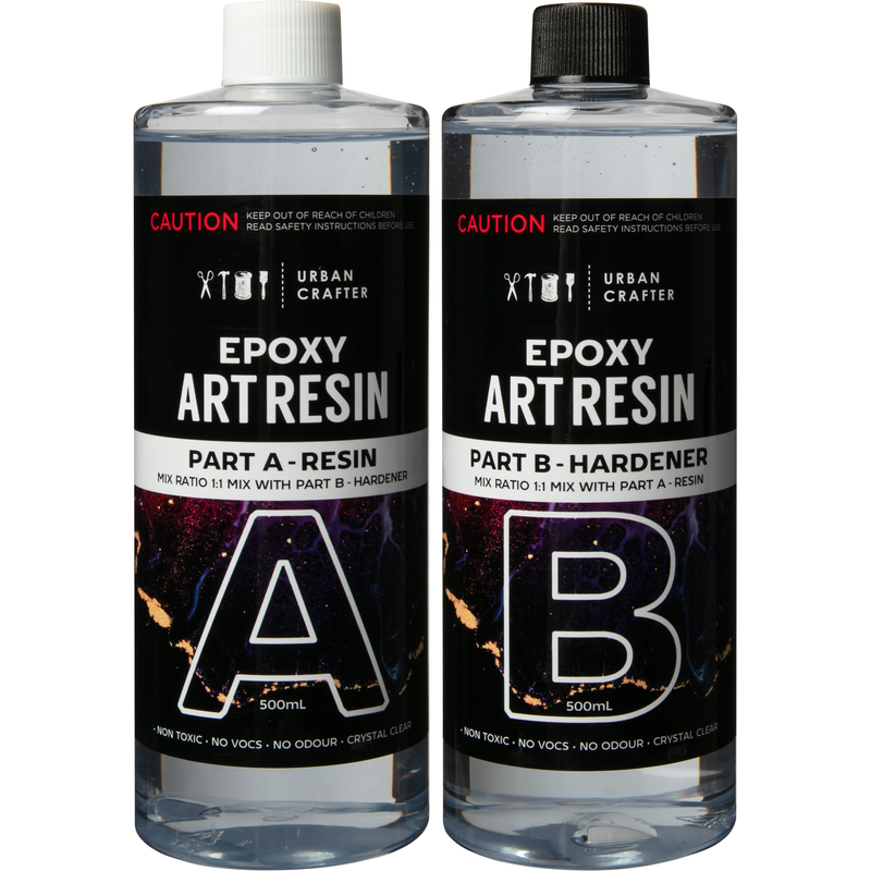 Black Urban Crafter Epoxy Resin Kit 1:1, 1Lt (500ml + 500ml) Resin Craft