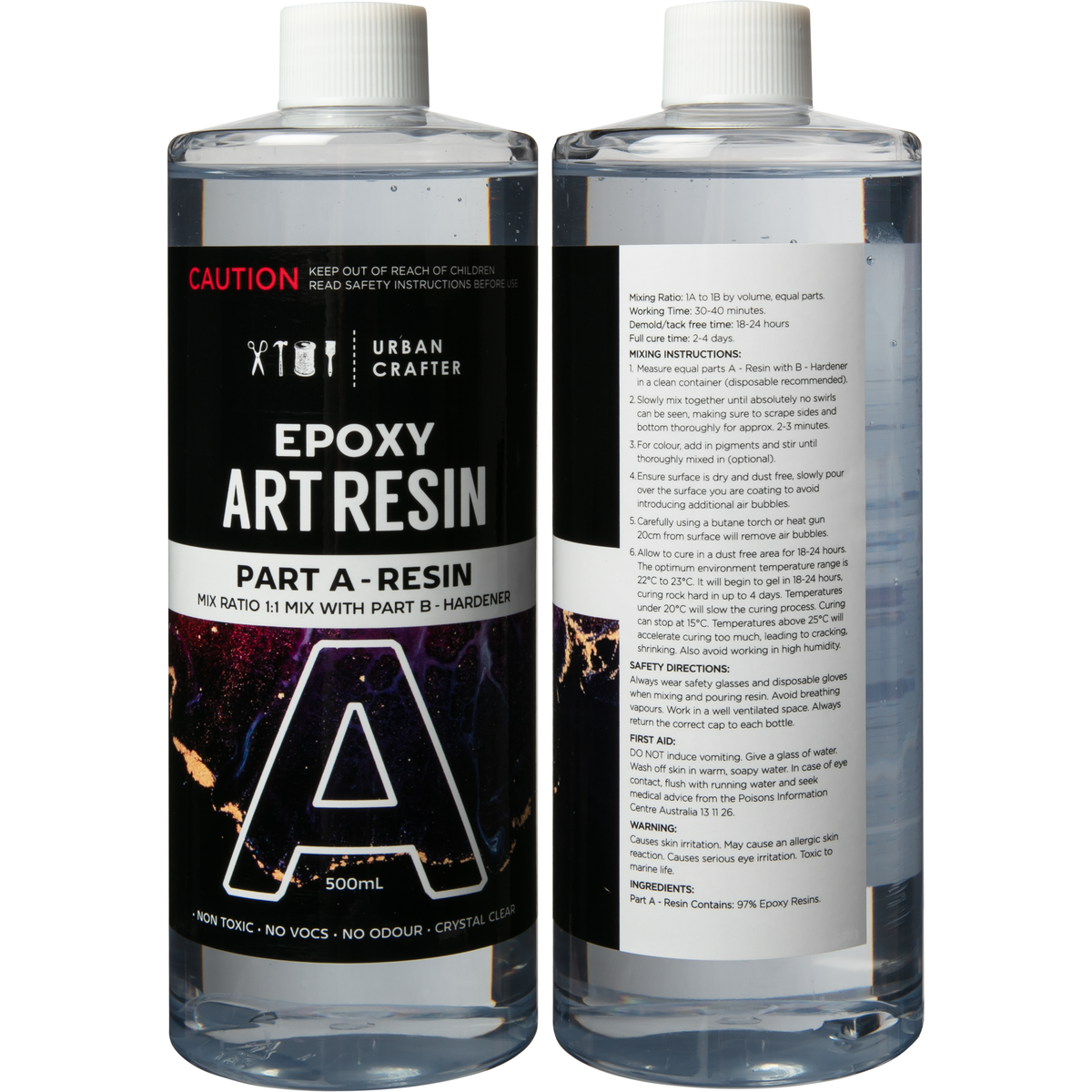 Light Gray Urban Crafter Epoxy Resin Kit 1:1, 1Lt (500ml + 500ml) Resin