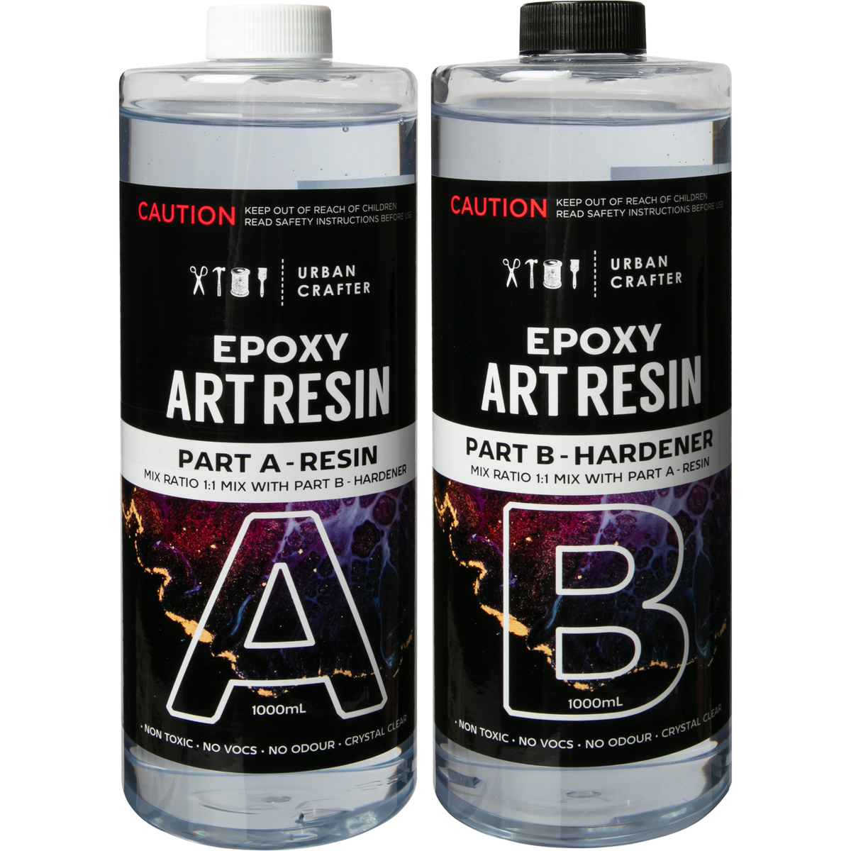 Black Urban Crafter Epoxy Resin Kit 1:1, 2Lt (1Lt + 1Lt) Resin