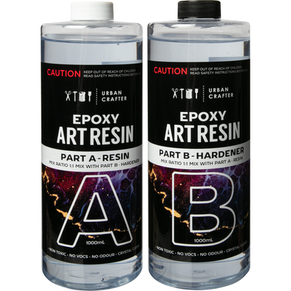 Black Urban Crafter Epoxy Resin Kit 1:1, 2Lt (1Lt + 1Lt) Resin