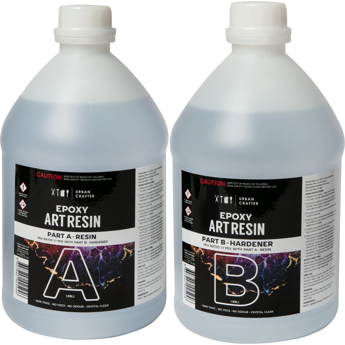 Gray Urban Crafter Epoxy Resin Kit 1:1, 3.78Lt (1.89Lt + 1.89Lt) Resin