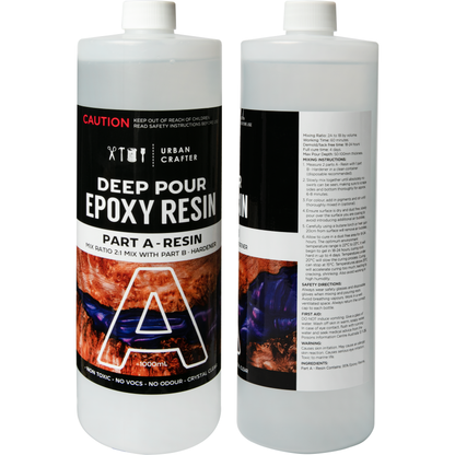 Black Urban Crafter Deep Pour Epoxy Resin Kit 2:1, 1.5Lt (1Lt + 500ml) Resin