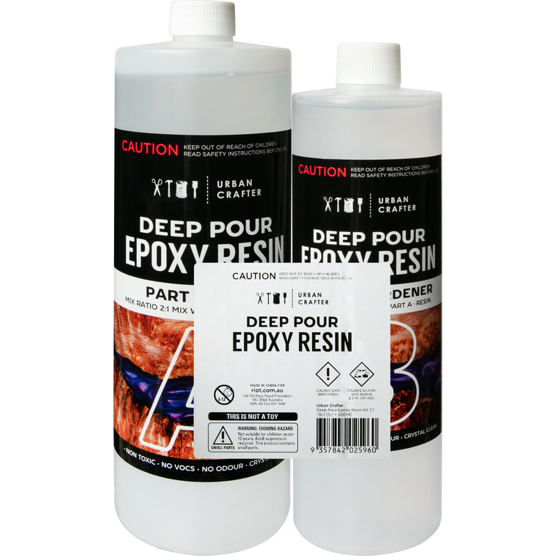 Black Urban Crafter Deep Pour Epoxy Resin Kit 2:1, 1.5Lt (1Lt + 500ml) Resin Craft