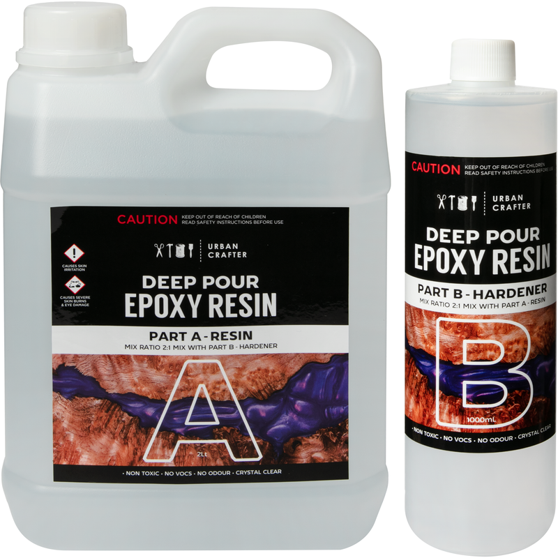 Light Gray Urban Crafter Deep Pour Epoxy Resin Kit 2:1, 3Lt (2Lt + 1Lt) Resin Craft