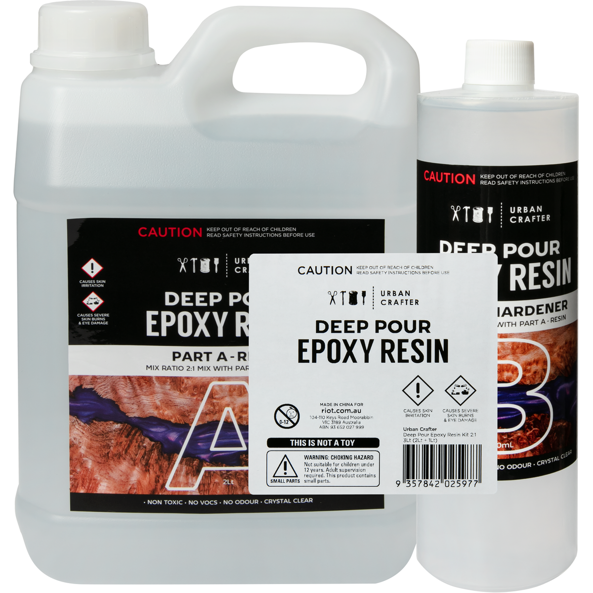 Light Gray Urban Crafter Deep Pour Epoxy Resin Kit 2:1, 3Lt (2Lt + 1Lt) Resin