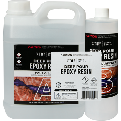 Light Gray Urban Crafter Deep Pour Epoxy Resin Kit 2:1, 3Lt (2Lt + 1Lt) Resin