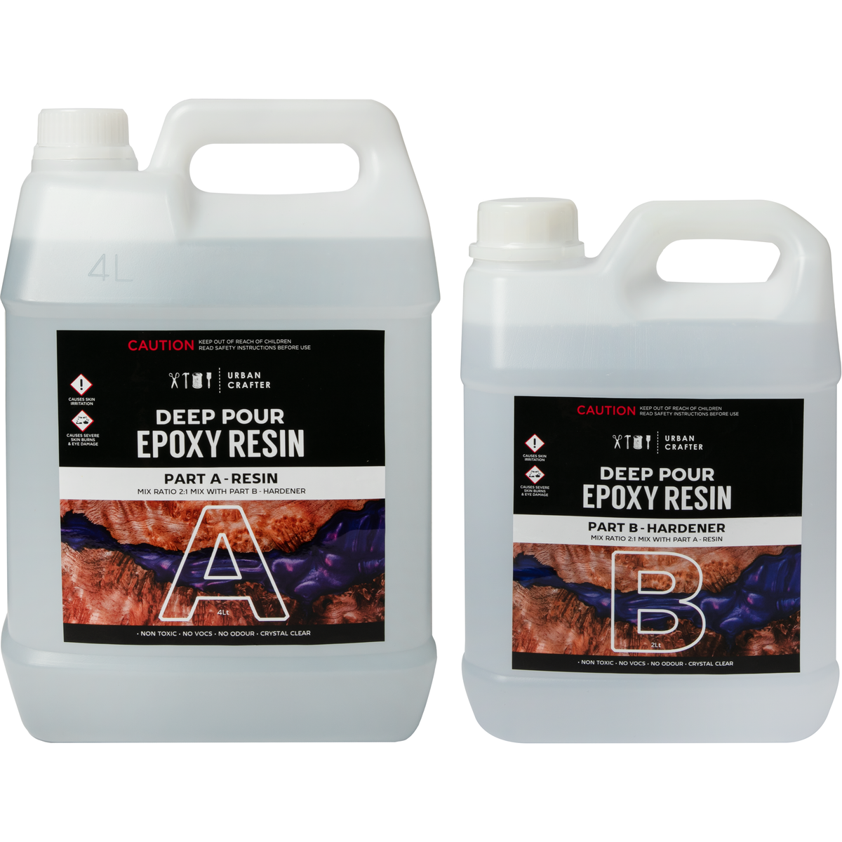Gray Urban Crafter Deep Pour Epoxy Resin Kit 2:1, 6Lt (4Lt + 2Lt) Resin