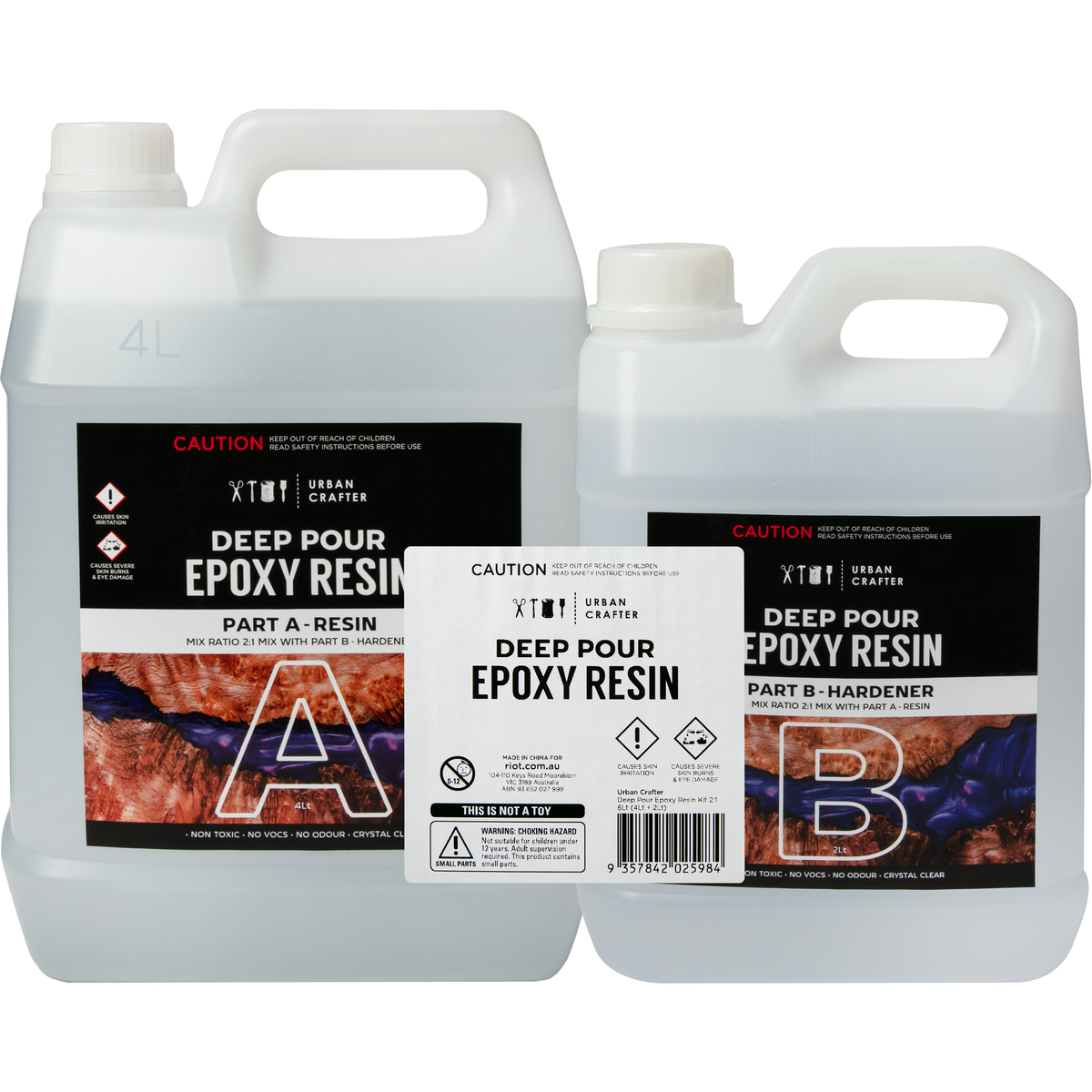 Light Gray Urban Crafter Deep Pour Epoxy Resin Kit 2:1, 6Lt (4Lt + 2Lt) Resin