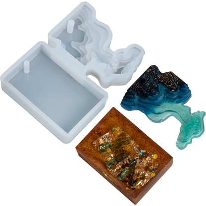 Gray Urban Crafter Silicone Beach Topographic Pendant Mould-Square Resin Moulds
