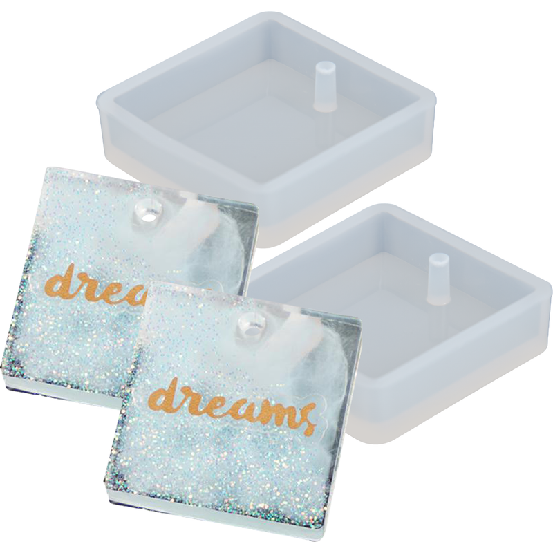 Light Gray Urban Crafter Silicone Jewellery Mould- Square Earring Moulds (Set of 2) Resin Craft