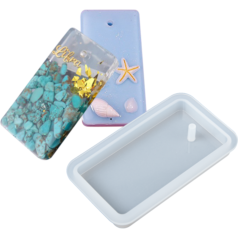 Light Steel Blue Urban Crafter Silicone Keyring Mould-Rectangle Resin Craft