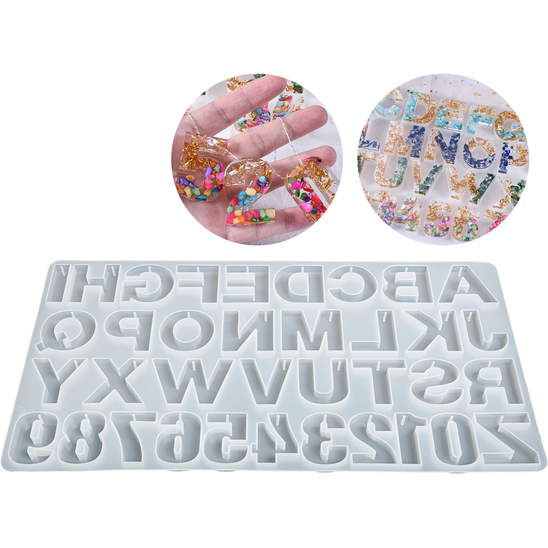 Light Gray Urban Crafter Alphabet & Number Mould with Hole Resin Craft