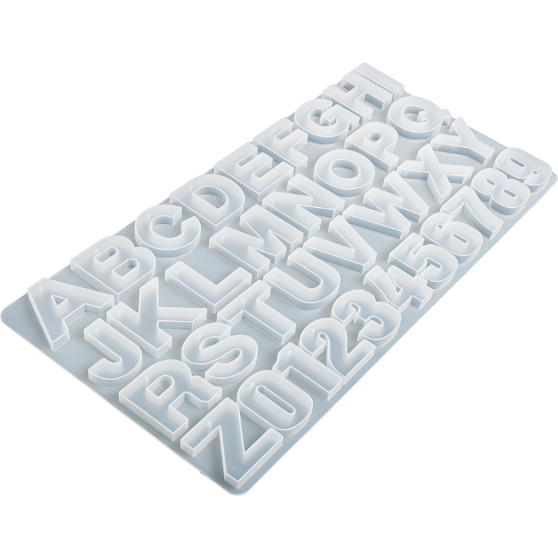 Light Gray Urban Crafter Alphabet & Number Mould with Hole Resin Craft