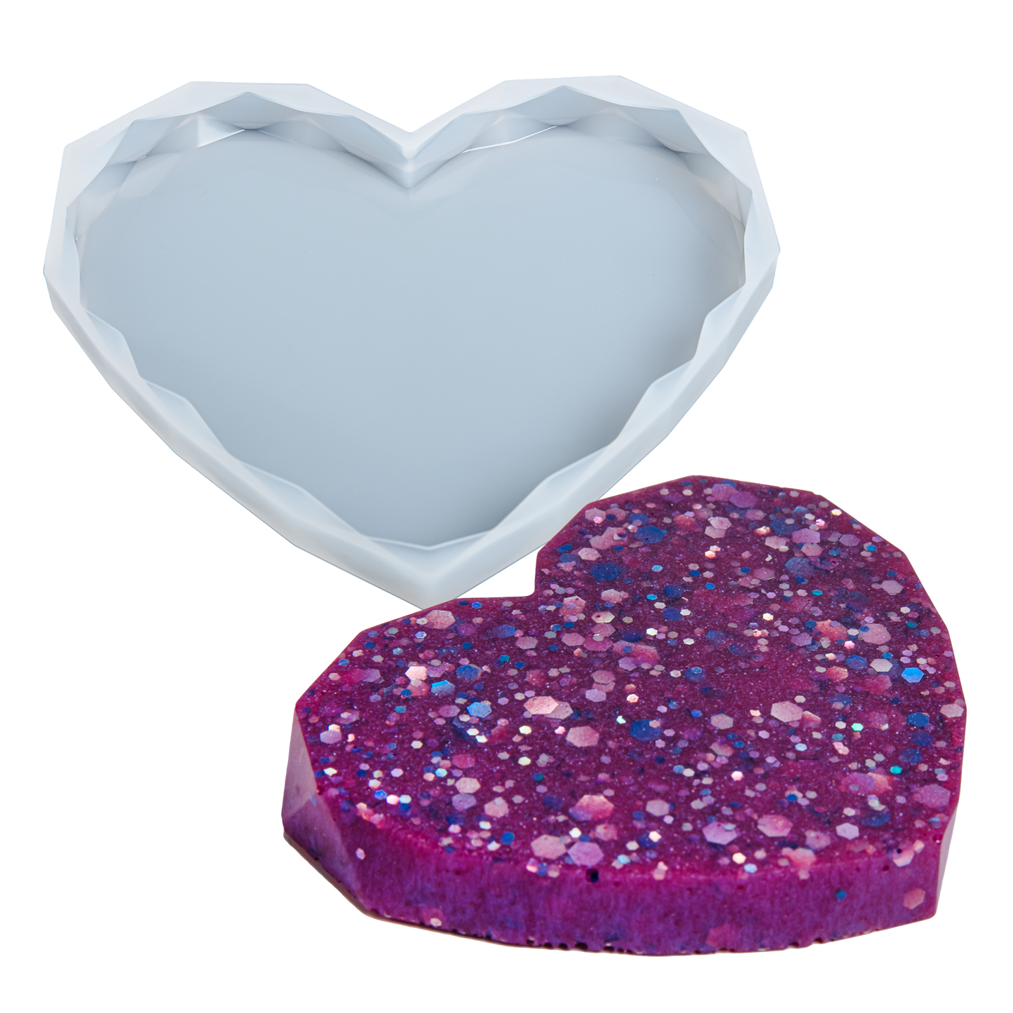 Light Steel Blue Urban Crafter Silicone Mould-Diamond Heart, Large Resin Moulds