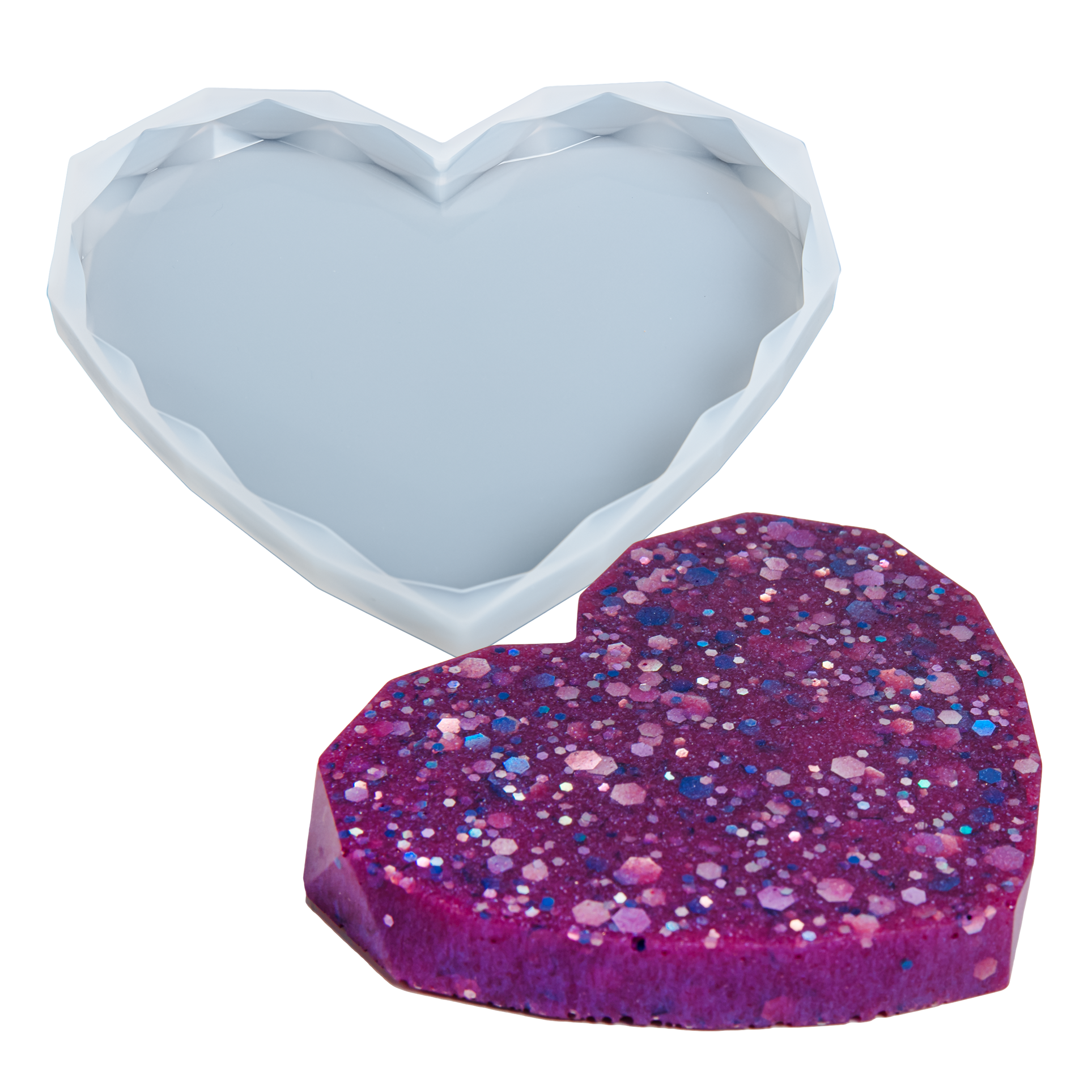 Light Steel Blue Urban Crafter Silicone Mould-Diamond Heart, Large Resin Moulds