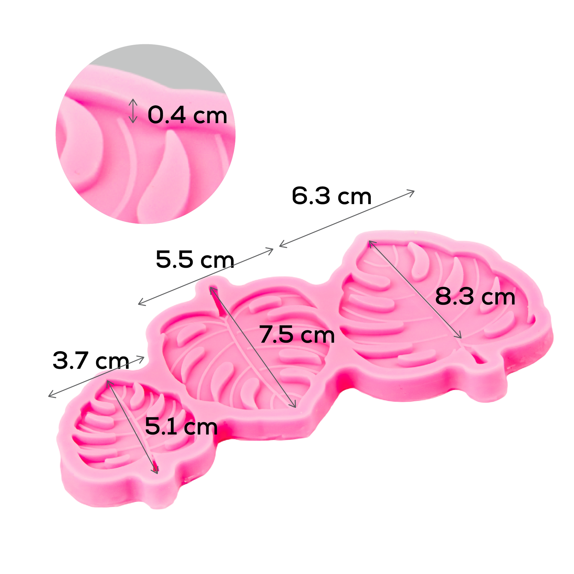 Light Pink Urban Crafter Resin Mould 3 Monstera Leaves Resin Craft