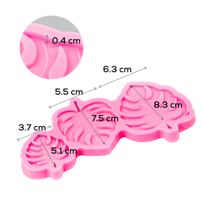 Light Pink Urban Crafter Resin Mould 3 Monstera Leaves Resin Craft