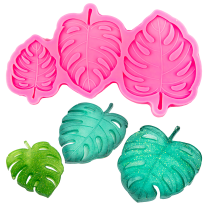 Hot Pink Urban Crafter Resin Mould 3 Monstera Leaves Resin Craft