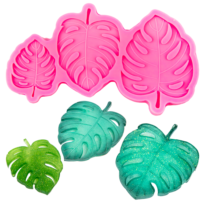 Hot Pink Urban Crafter Resin Mould 3 Monstera Leaves Resin Craft