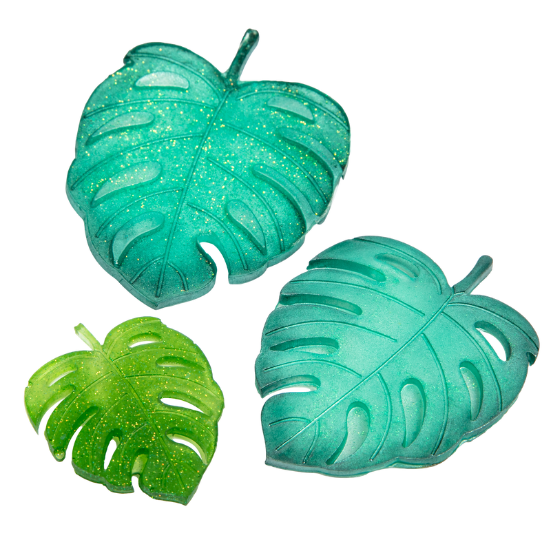 Light Sea Green Urban Crafter Resin Mould 3 Monstera Leaves Resin Craft