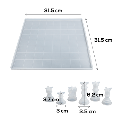 Light Gray Urban Crafter Chess Board and Pieces Mould Resin Moulds
