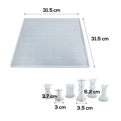 Light Gray Urban Crafter Chess Board and Pieces Mould Resin Craft