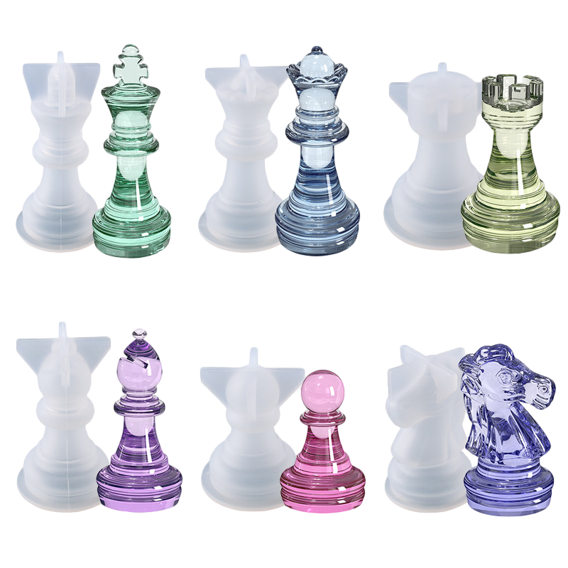 Light Gray Urban Crafter Chess Board and Pieces Mould Resin Craft