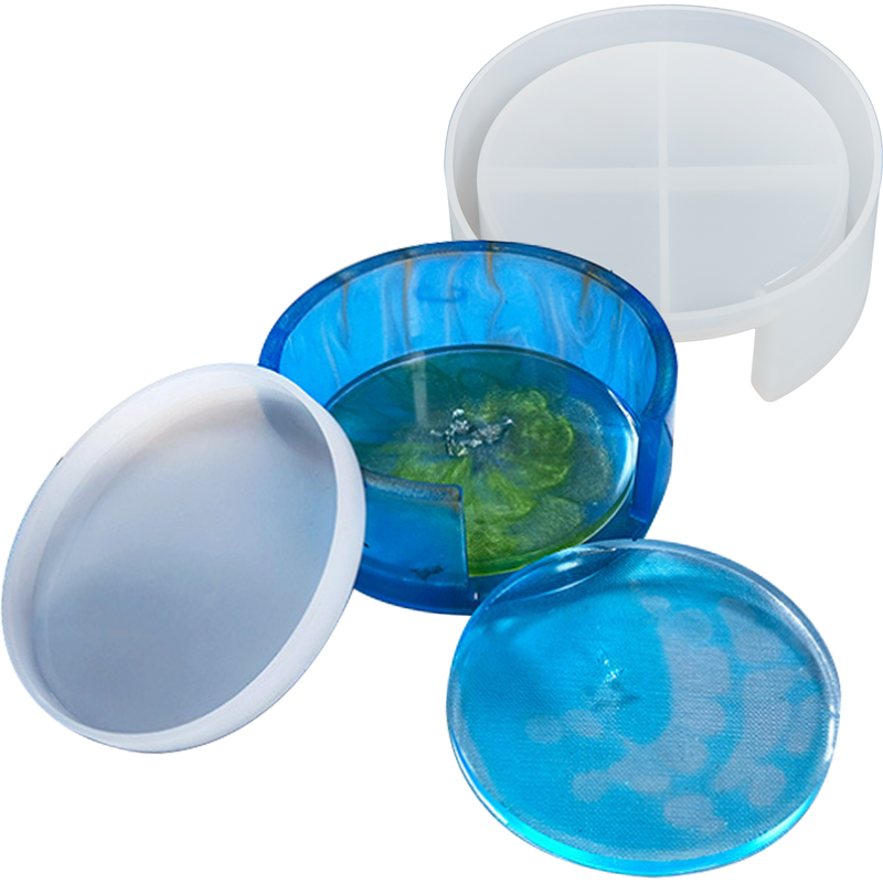 Dark Cyan Urban Crafter Coaster and Holder Mould-Round Resin Craft