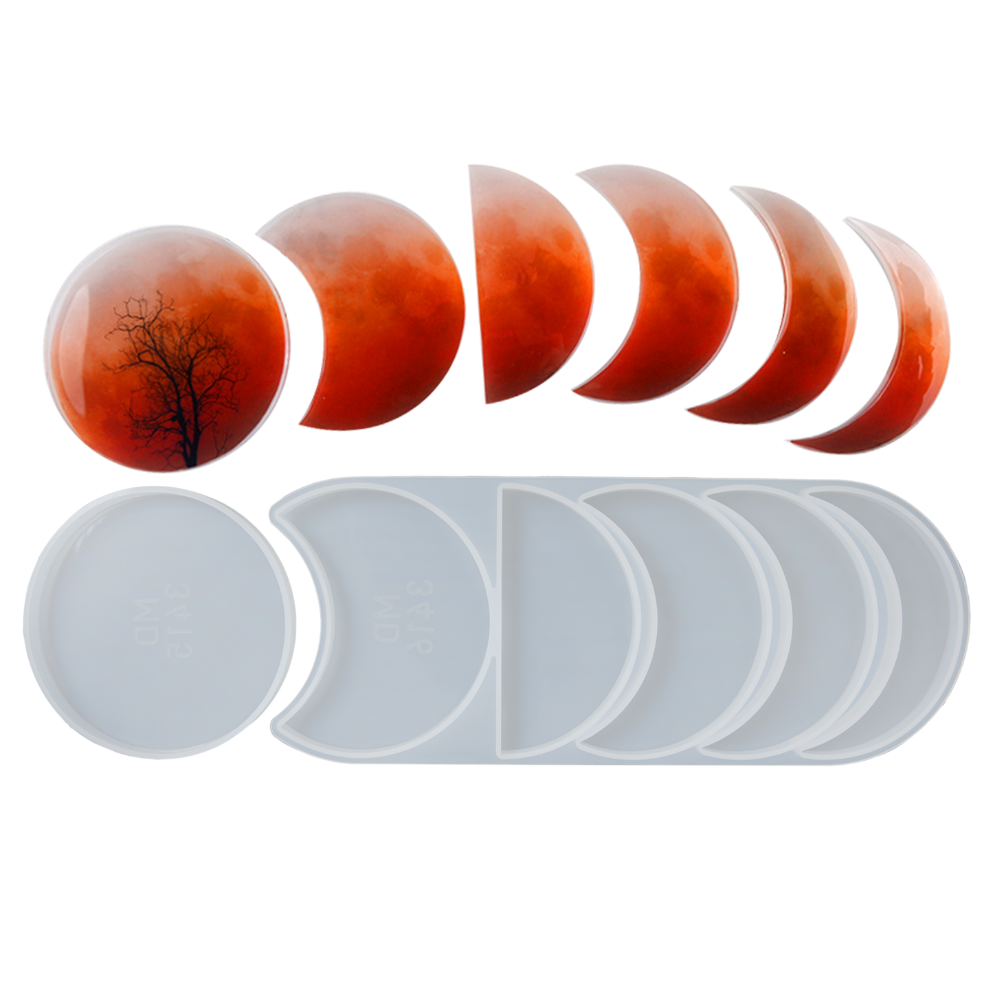 Gray Urban Crafter Moon Phases Silicone Resin Mould-Large Two Piece Mould Resin Moulds
