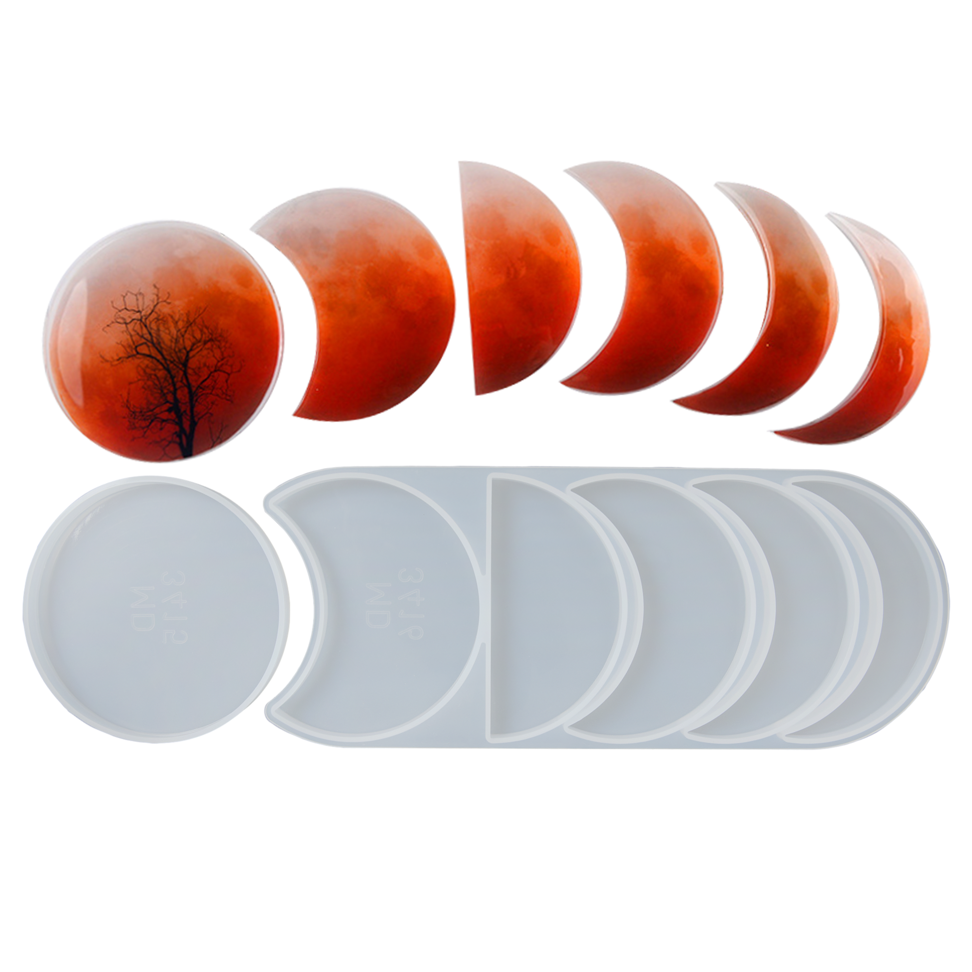 Gray Urban Crafter Moon Phases Silicone Resin Mould-Large Two Piece Mould Resin Moulds