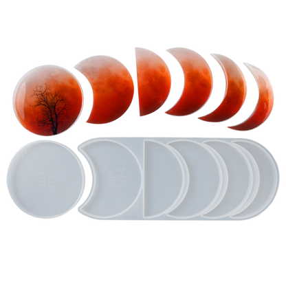 Gray Urban Crafter Moon Phases Silicone Resin Mould-Large Two Piece Mould Resin Moulds