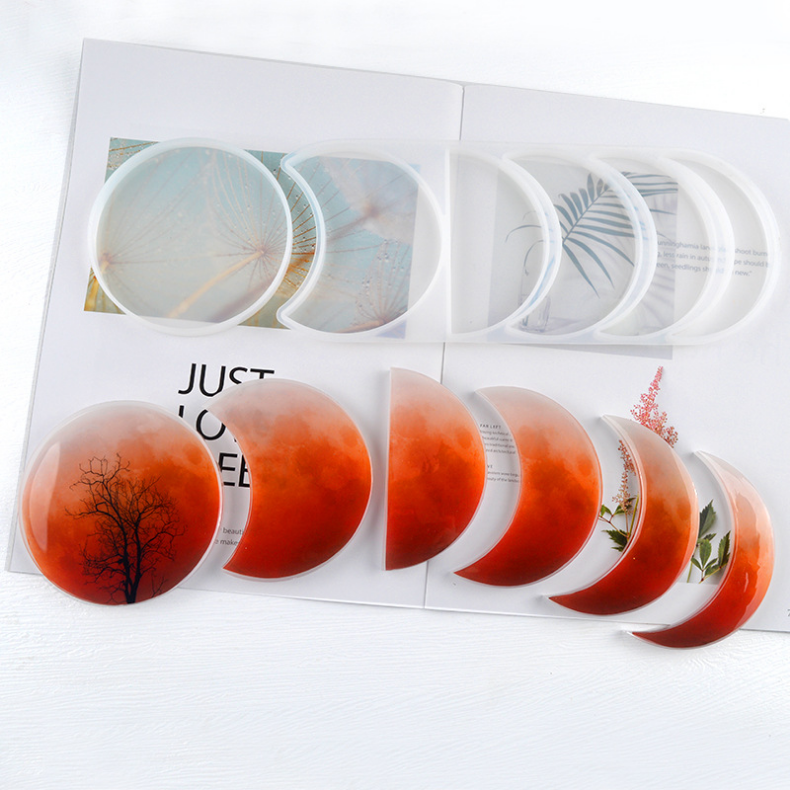 Light Gray Urban Crafter Moon Phases Silicone Resin Mould-Large Two Piece Mould Resin Moulds